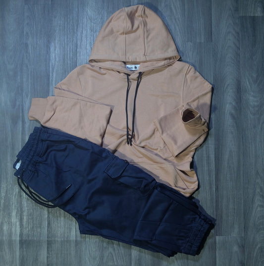 Ensemble Cargo Bleu Marine + Capuche Cotton Beige