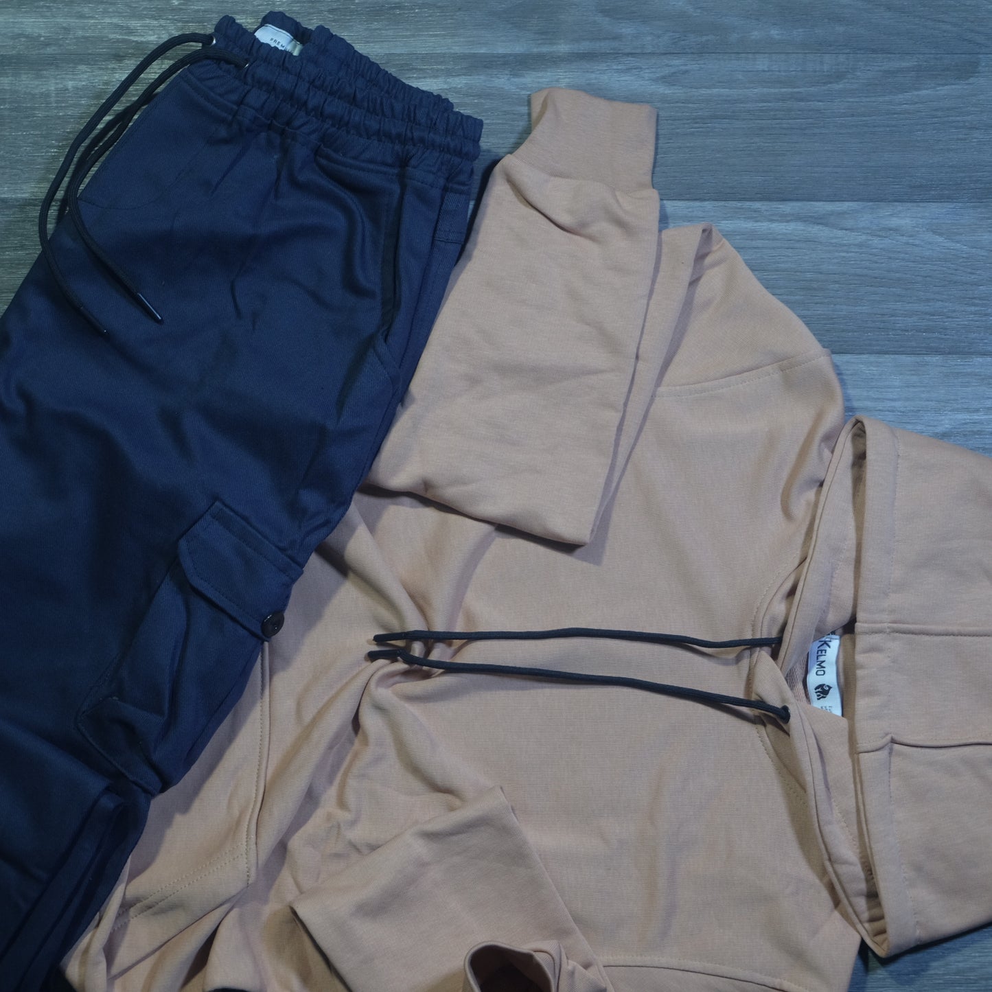 Ensemble Cargo Bleu Marine + Capuche Cotton Beige