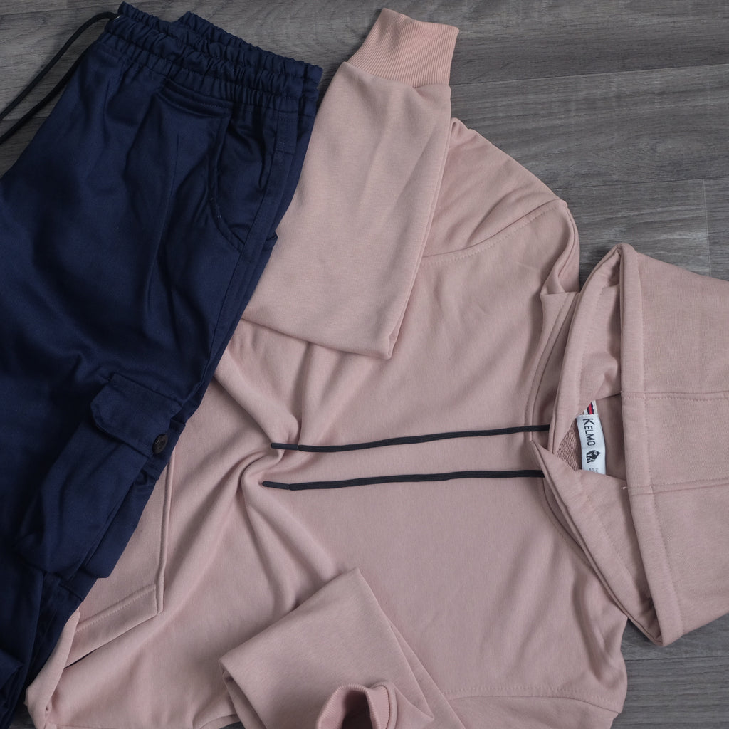 Ensemble Cargo Bleu Marine + Capuche Cotton Beige