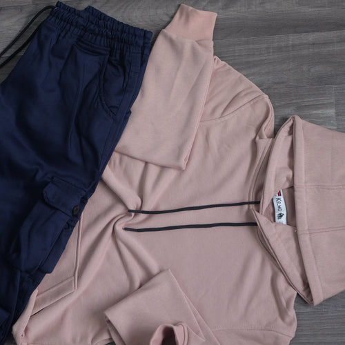 Ensemble Cargo Bleu Marine + Capuche Cotton Beige