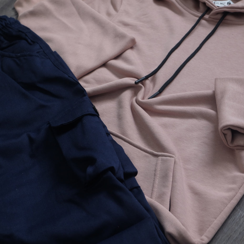 Ensemble Cargo Bleu Marine + Capuche Cotton Beige