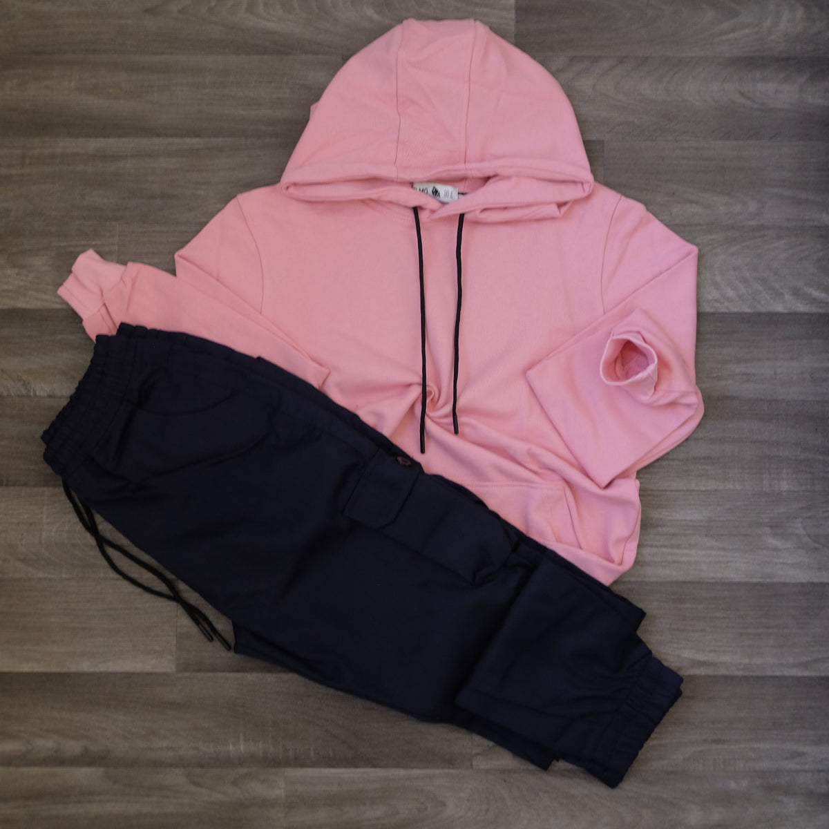Ensemble Cargo Bleu Marine  + Capuche Cotton Rose