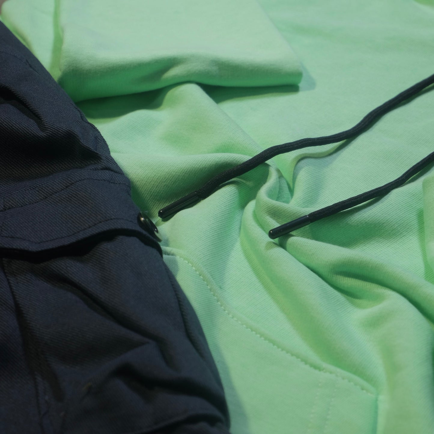 Ensemble Cargo Bleu Marine + Capuche Cotton Vert Anise