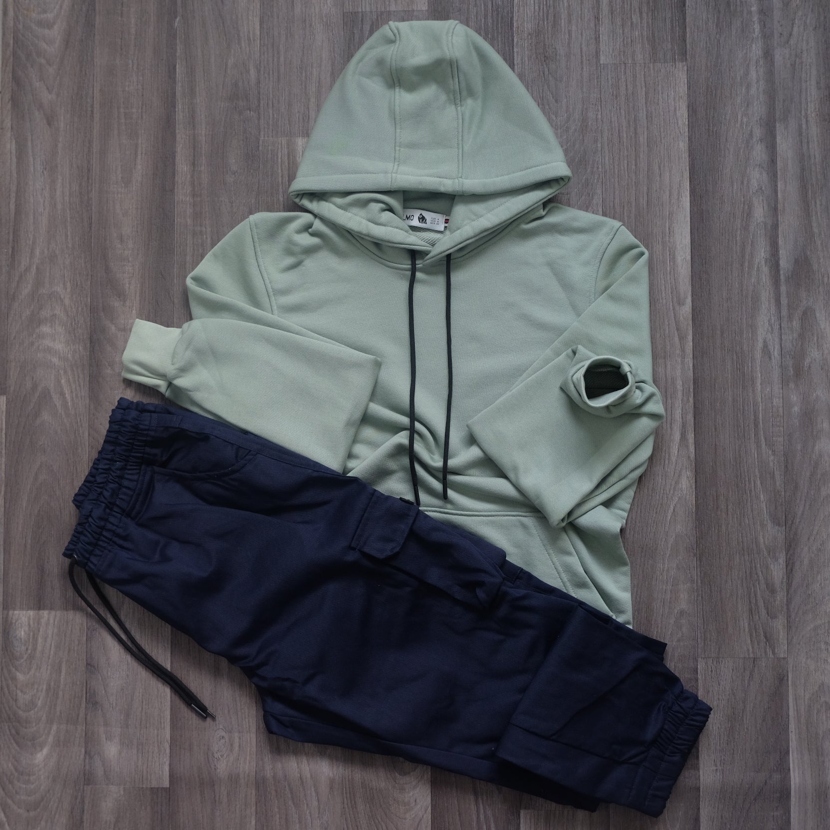 Ensemble Cargo Bleu Marine + Capuche Cotton Vert Nik