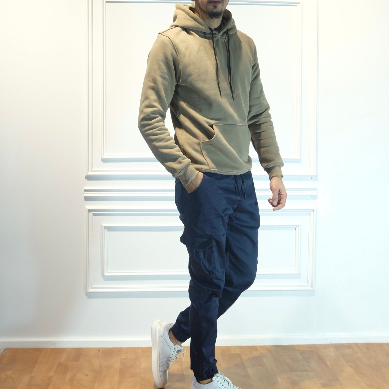 Ensemble Cargo Bleu Marine + Capuche Cotton kaki Clair