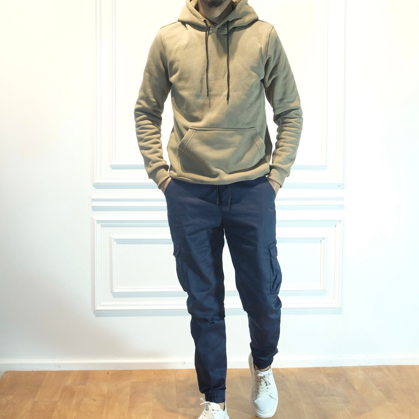Ensemble Cargo Bleu Marine + Capuche Cotton kaki Clair