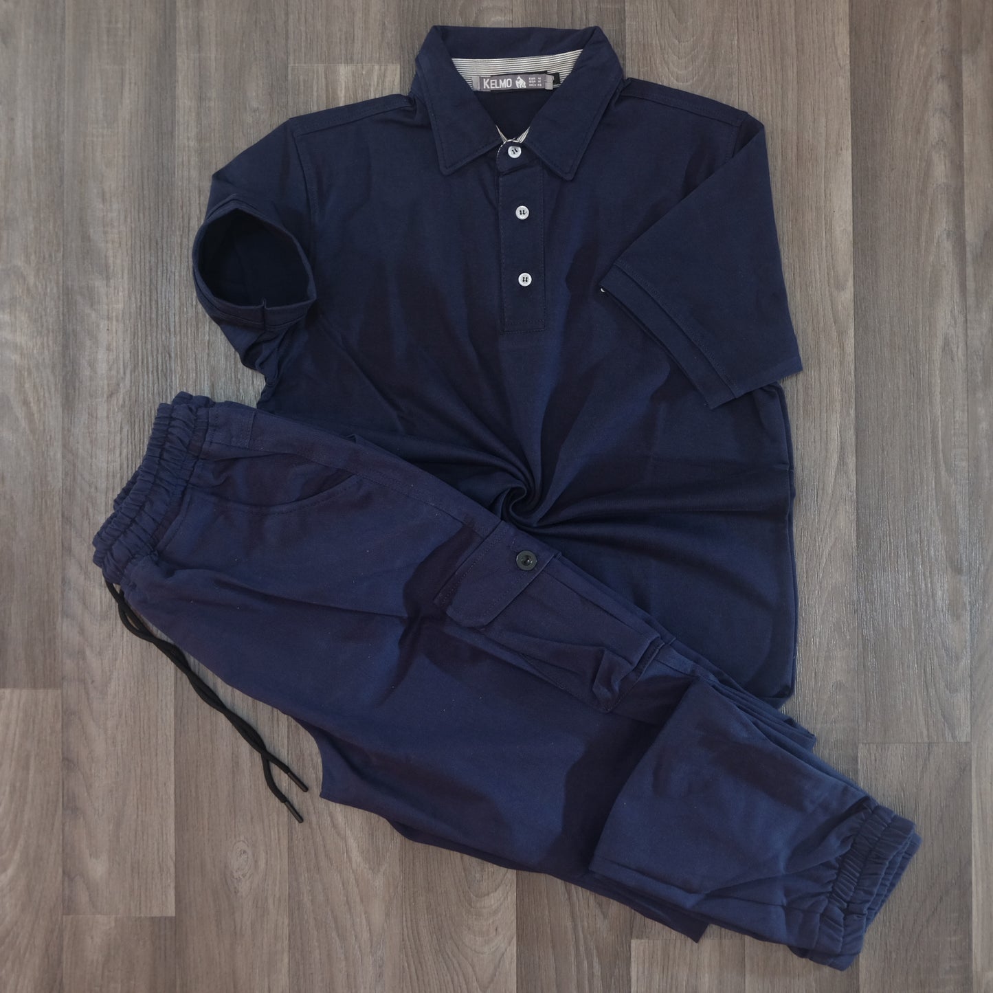 Ensemble Cargo Bleu Marine + Polo Bleu Marine