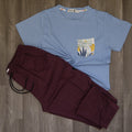 Ensemble Cargo Grenat + T-Shirt Poche Bleu Ciel