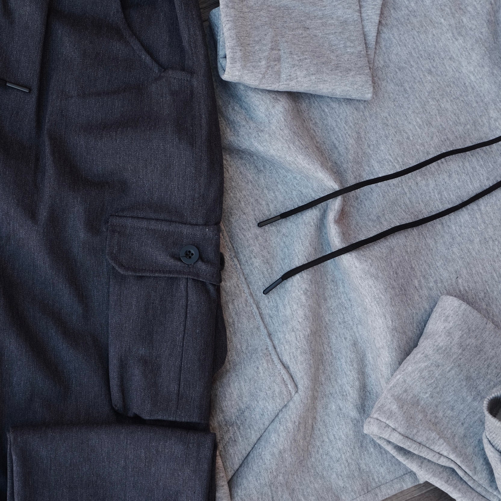 Ensemble Cargo Gris Chine Fonce + Capuche Cotton Gris Chine Clair