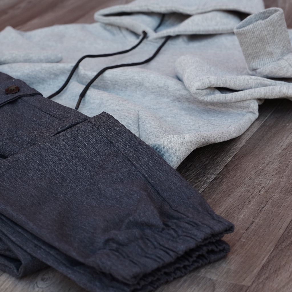 Ensemble Cargo Gris Chine Fonce + Capuche Cotton Gris Chine Clair