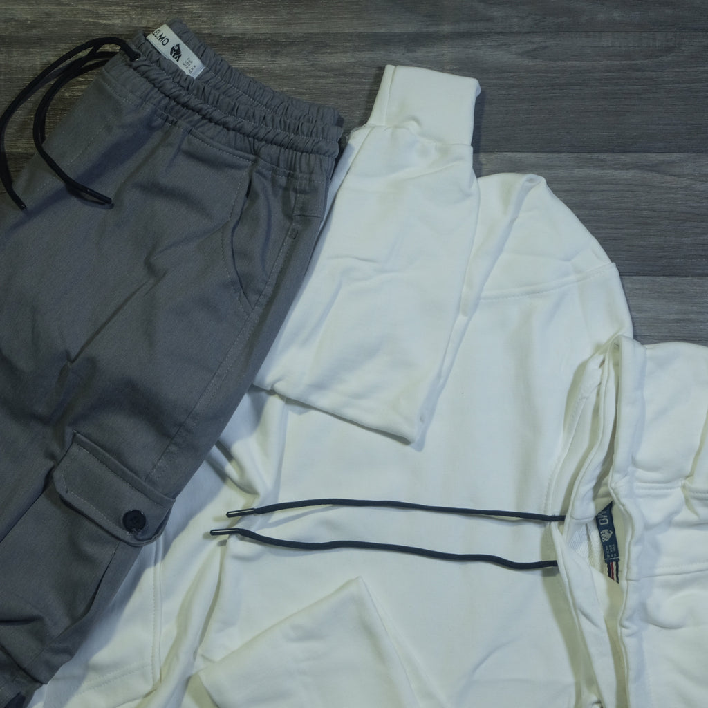 Ensemble Cargo Gris Clair + Capuche Cotton Blanc