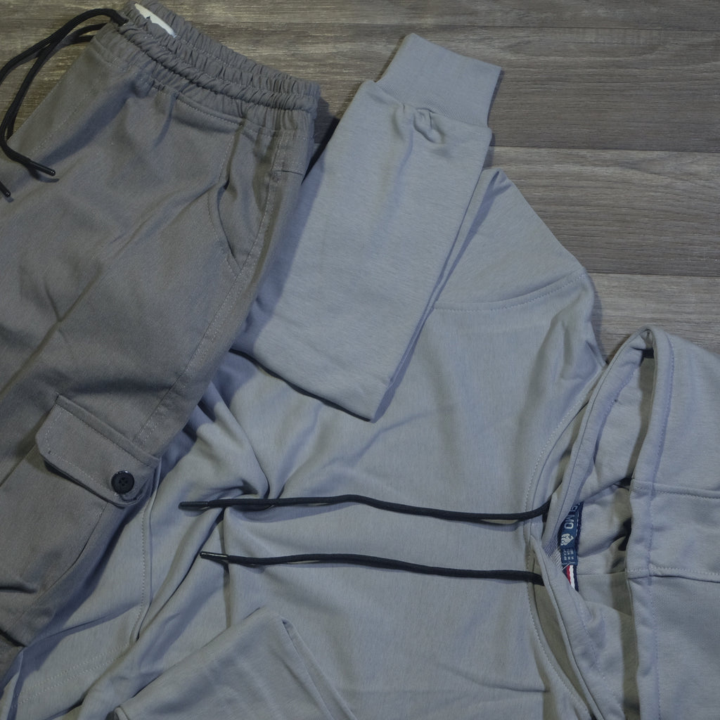 Ensemble Cargo Gris Clair + Capuche Cotton Gris Clair