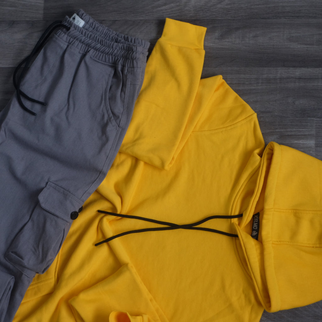 Ensemble Cargo Gris Clair+ Capuche Cotton Jaune