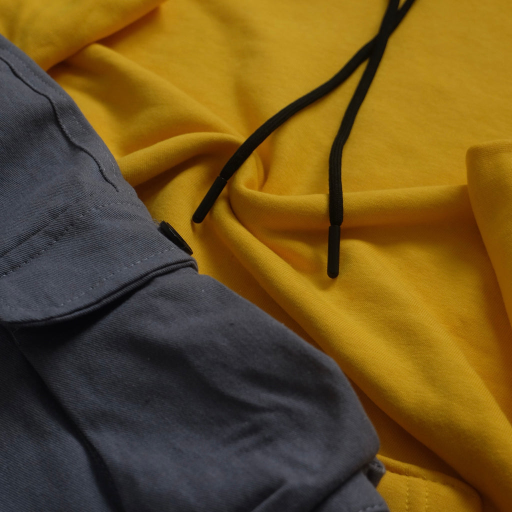 Ensemble Cargo Gris Clair+ Capuche Cotton Jaune
