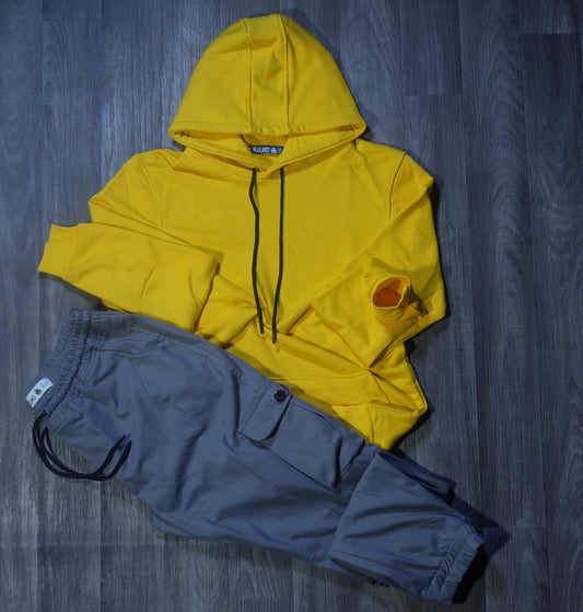 Ensemble Cargo Gris Clair + Capuche Cotton Jaune