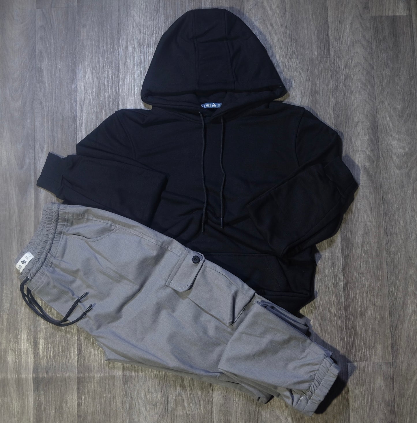 Ensemble Cargo Gris Clair + Capuche Cotton Noir