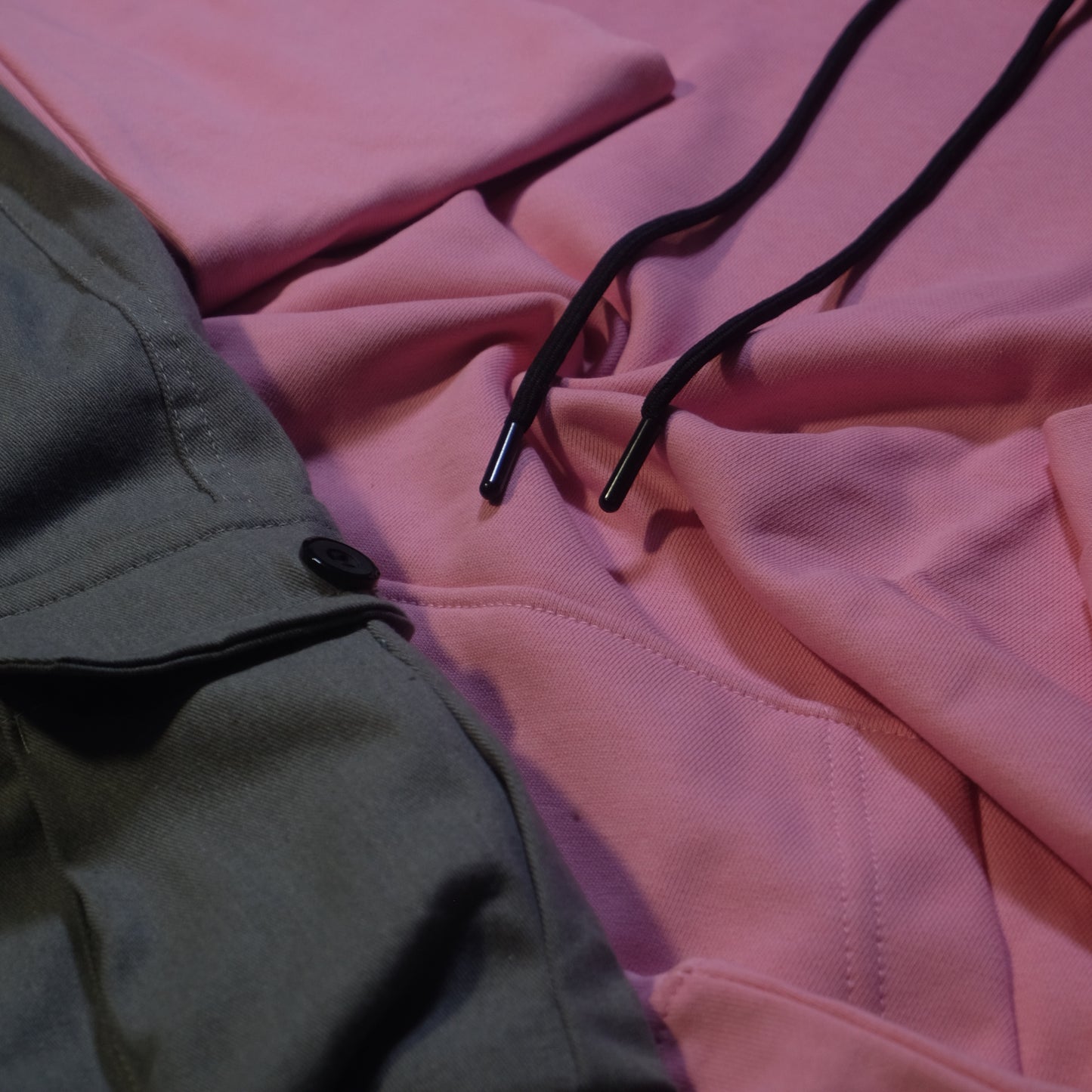 Ensemble Cargo Gris Clair + Capuche Cotton Rose Clair