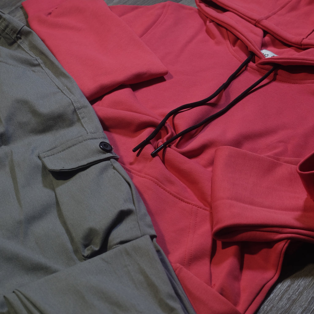 Ensemble Cargo Gris Clair + Capuche Cotton Rose Fushia