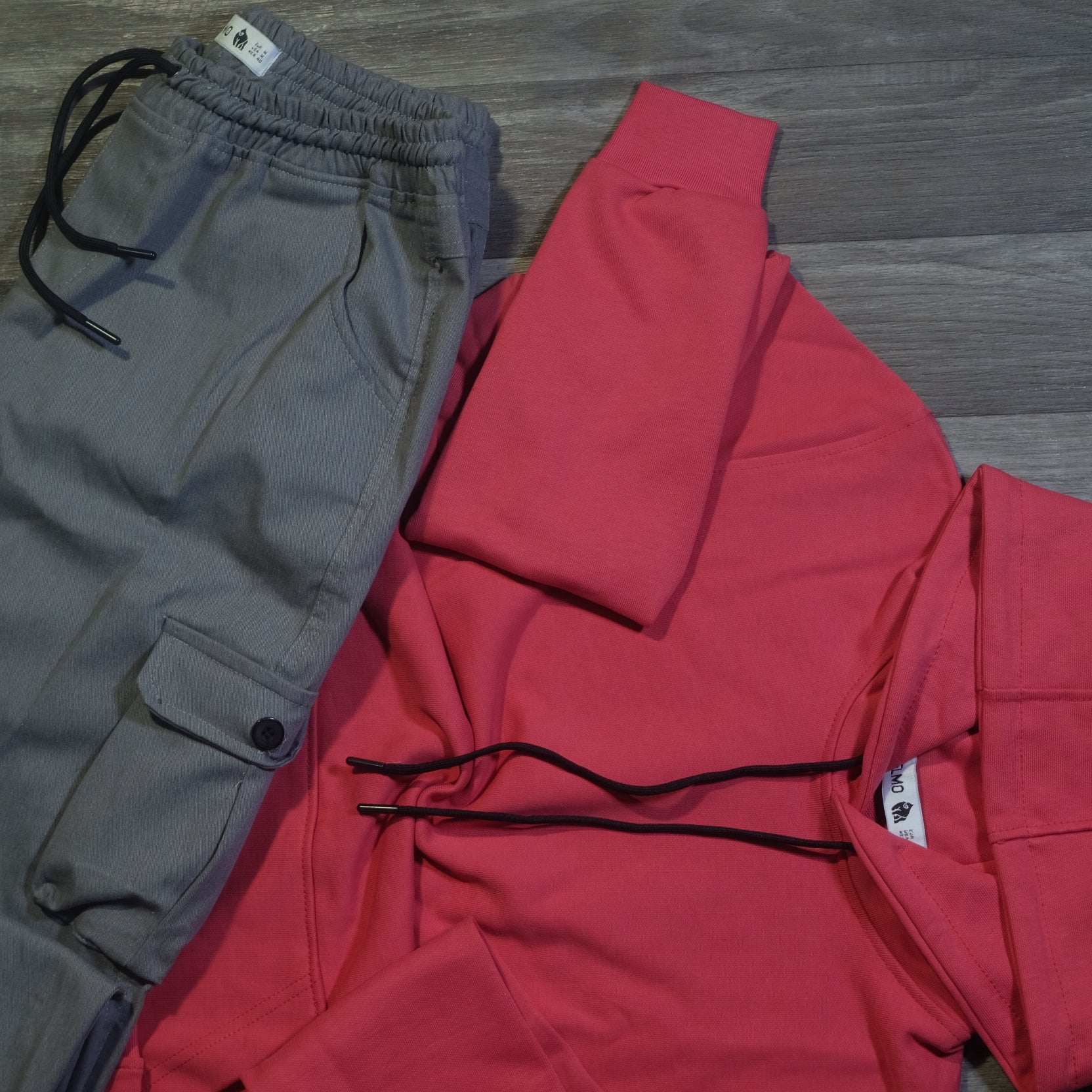 Ensemble Cargo Gris Clair + Capuche Cotton Rose Fushia