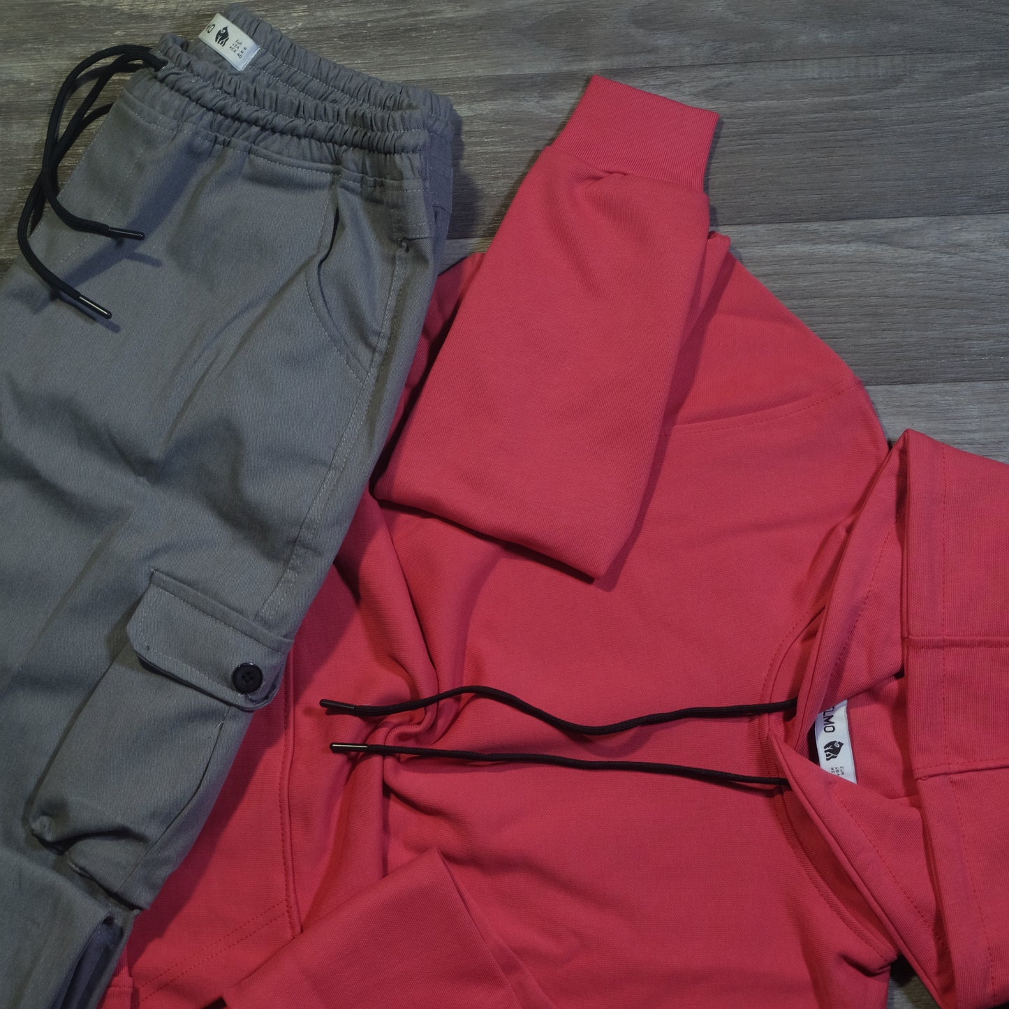 Ensemble Cargo Gris Clair + Capuche Cotton Rose Fushia