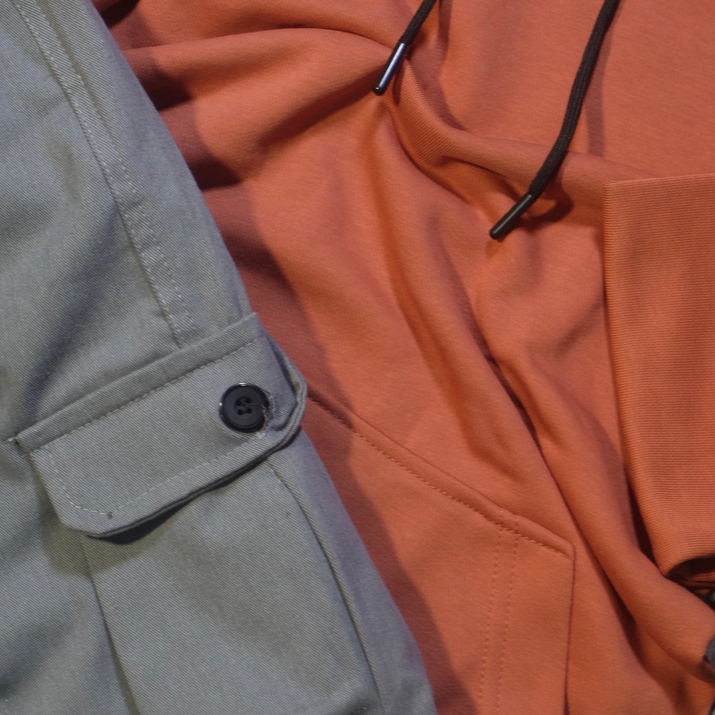 Ensemble Cargo Gris Clair + Capuche Cotton Rouge Brique