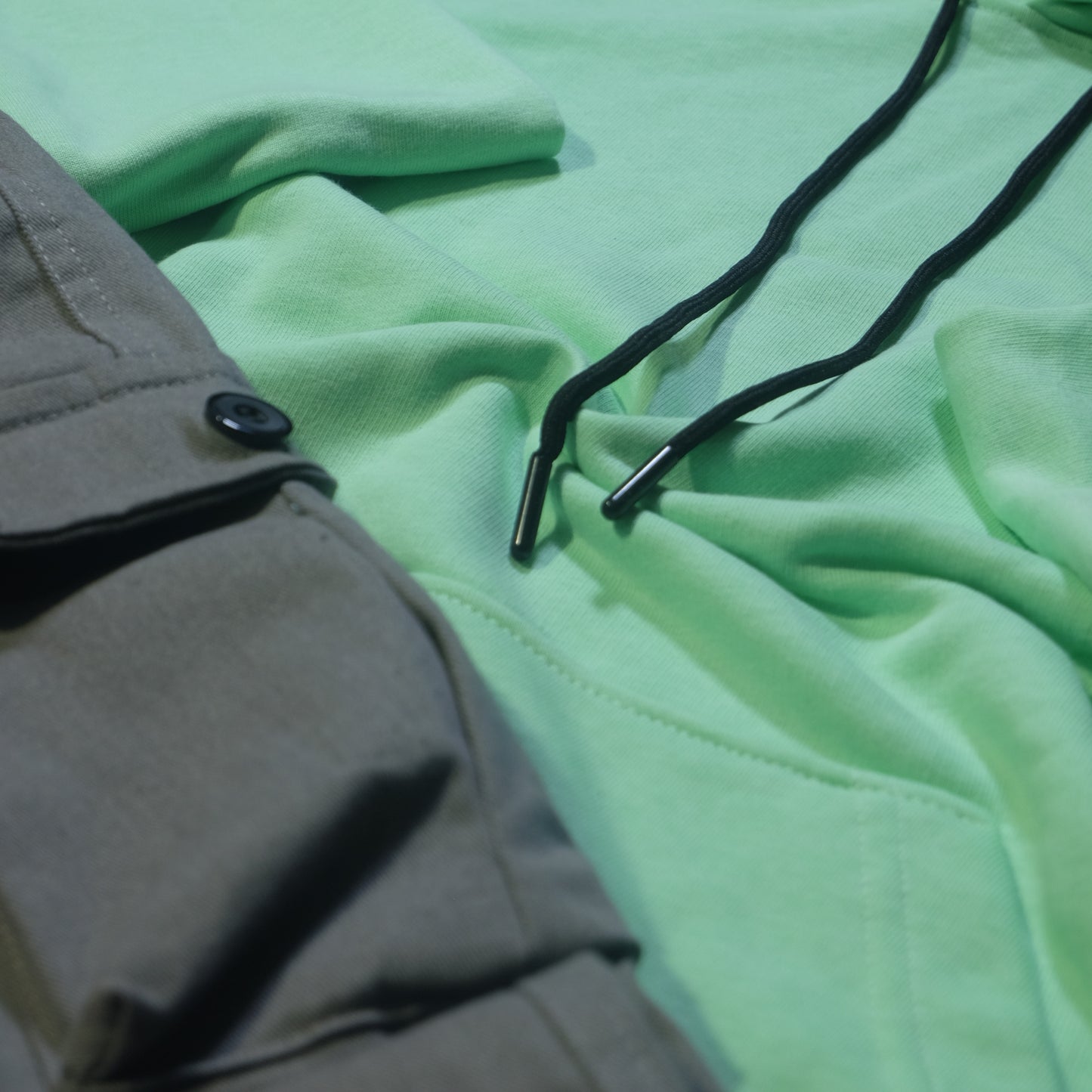 Ensemble Cargo Gris Clair + Capuche Cotton Vert Anise