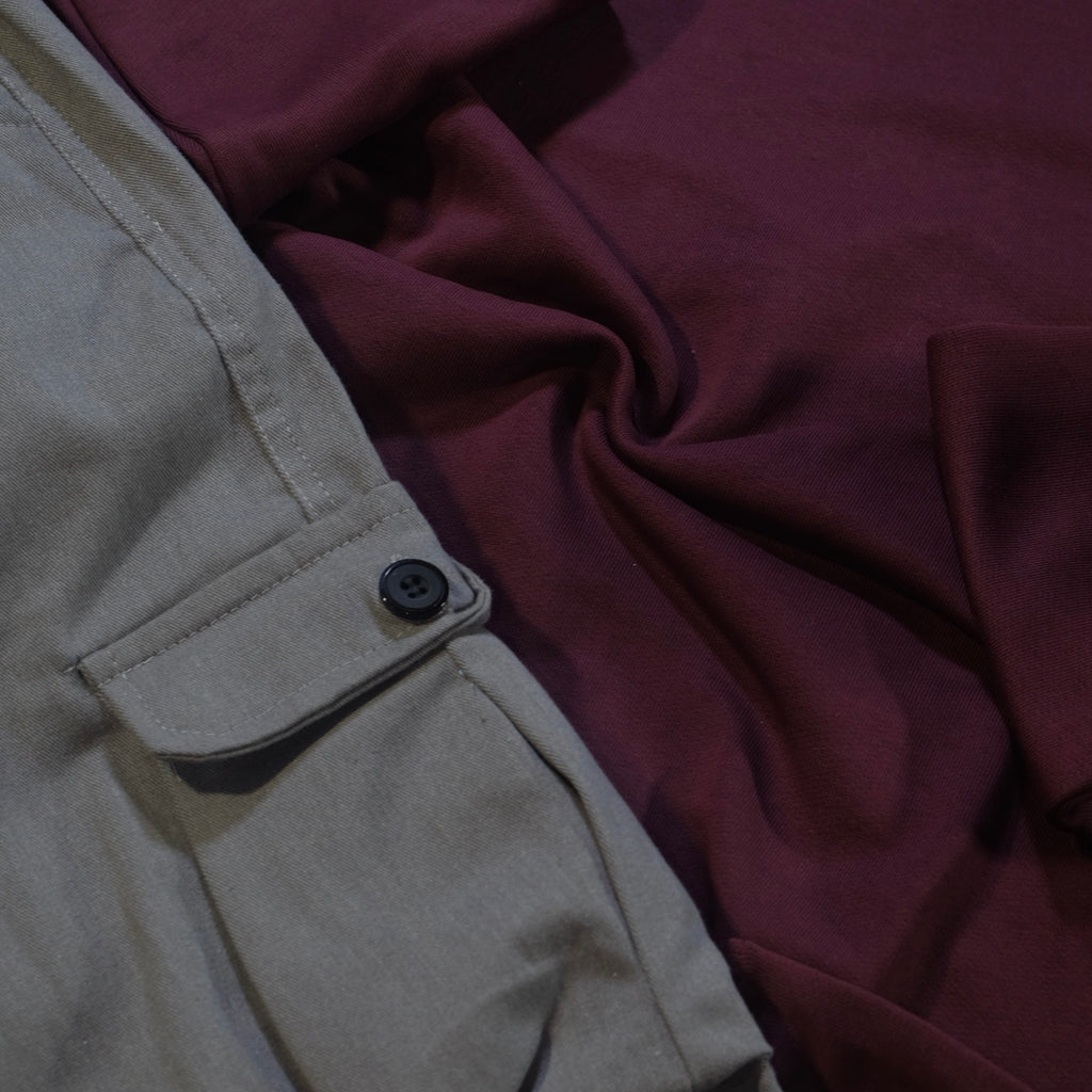 Ensemble Cargo Gris Clair + Sweat Grenat