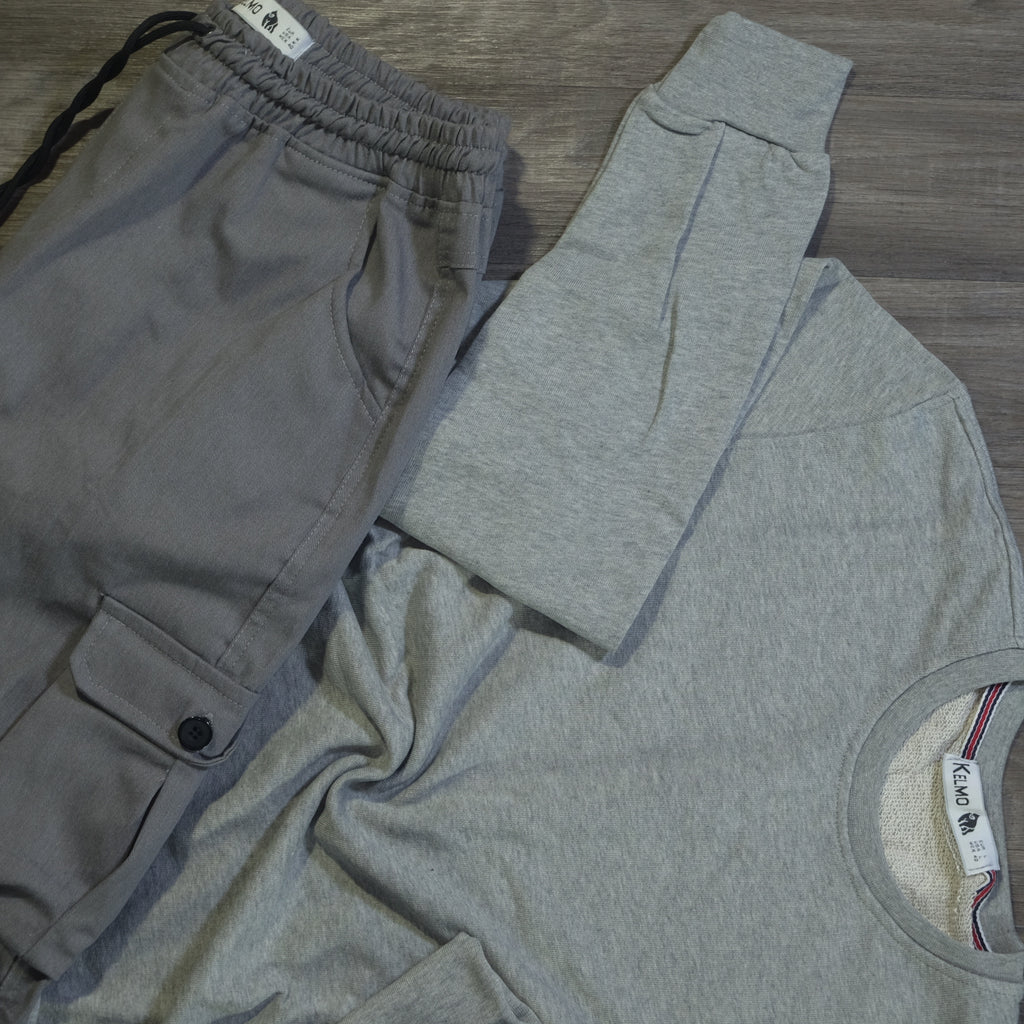 Ensemble Cargo Gris Clair + Sweat Gris Chine Clair