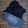 Ensemble Cargo Jeans Baggy Bleu  + Capuche Cotton Bleu Marine