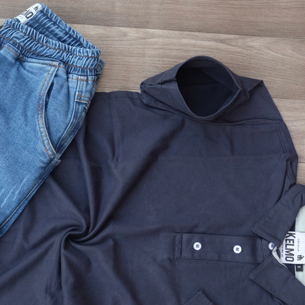Ensemble Cargo Jeans Délavé Bleu + Polo Bleu Marine