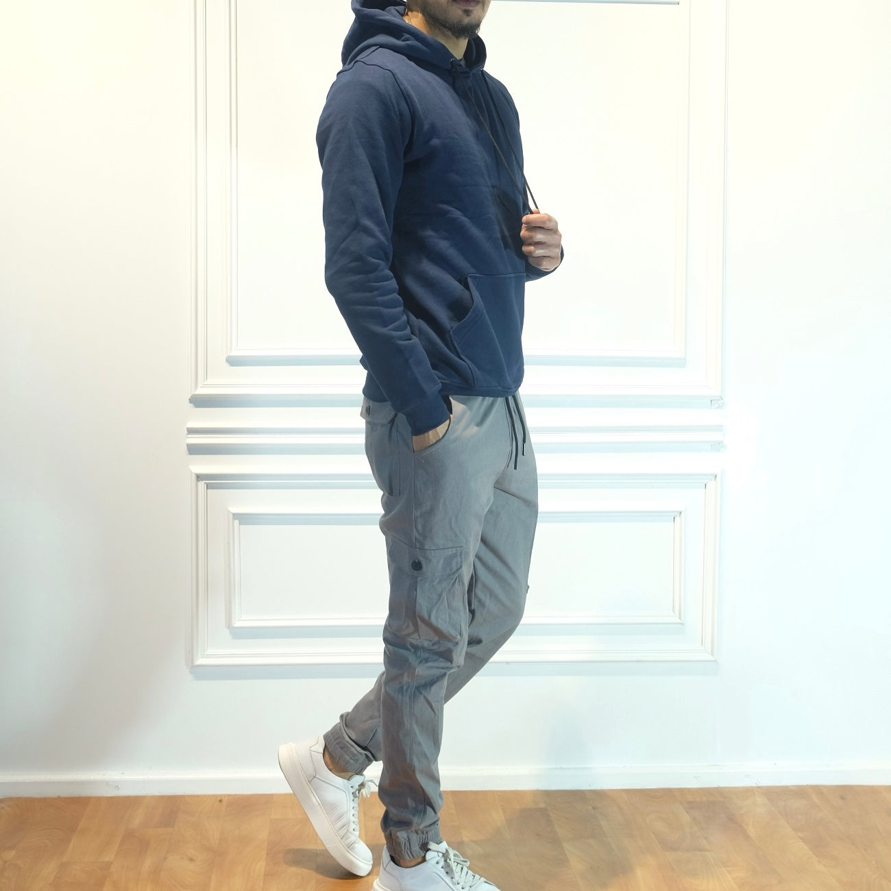 Ensemble Cargo Gris  + Capuche Cotton Bleu Marine