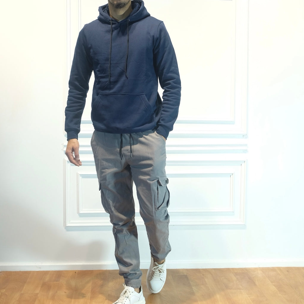 Ensemble Cargo Gris  + Capuche Cotton Bleu Marine