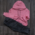 Ensemble Cargo Jeans Délavé Gris  + Capuche Cotton Rose Fushia