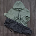 Ensemble Cargo Jeans Délavé Gris  + Capuche Cotton Vert Nik