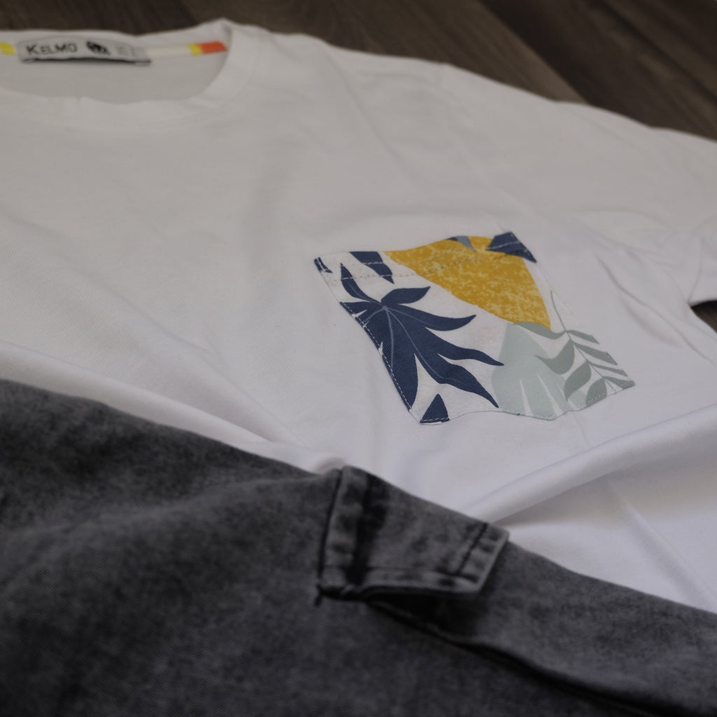 Ensemble Cargo Jeans Délavé Gris  + T-Shirt Poche Blanc