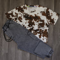 Ensemble Cargo Jeans Délavé Gris  + T-Shirt Tie Dye Blanc