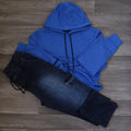 Ensemble Cargo Jeans Droit Bleu  + Capuche Cotton Bleu Roi