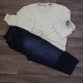 Ensemble Cargo Jeans Droit Bleu  + Sweat Vert Eau