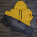 Ensemble Cargo Jeans Droit Gris  + Capuche Cotton Jaune