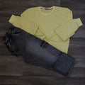 Ensemble Cargo Jeans Droit Gris  + Sweat Jaune Poussin