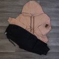 Ensemble Cargo Jeans Noir  + Capuche Cotton Beige Caramel