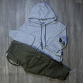 Ensemble Cargo Kaki Fonce + Capuche Cotton Gris Clair
