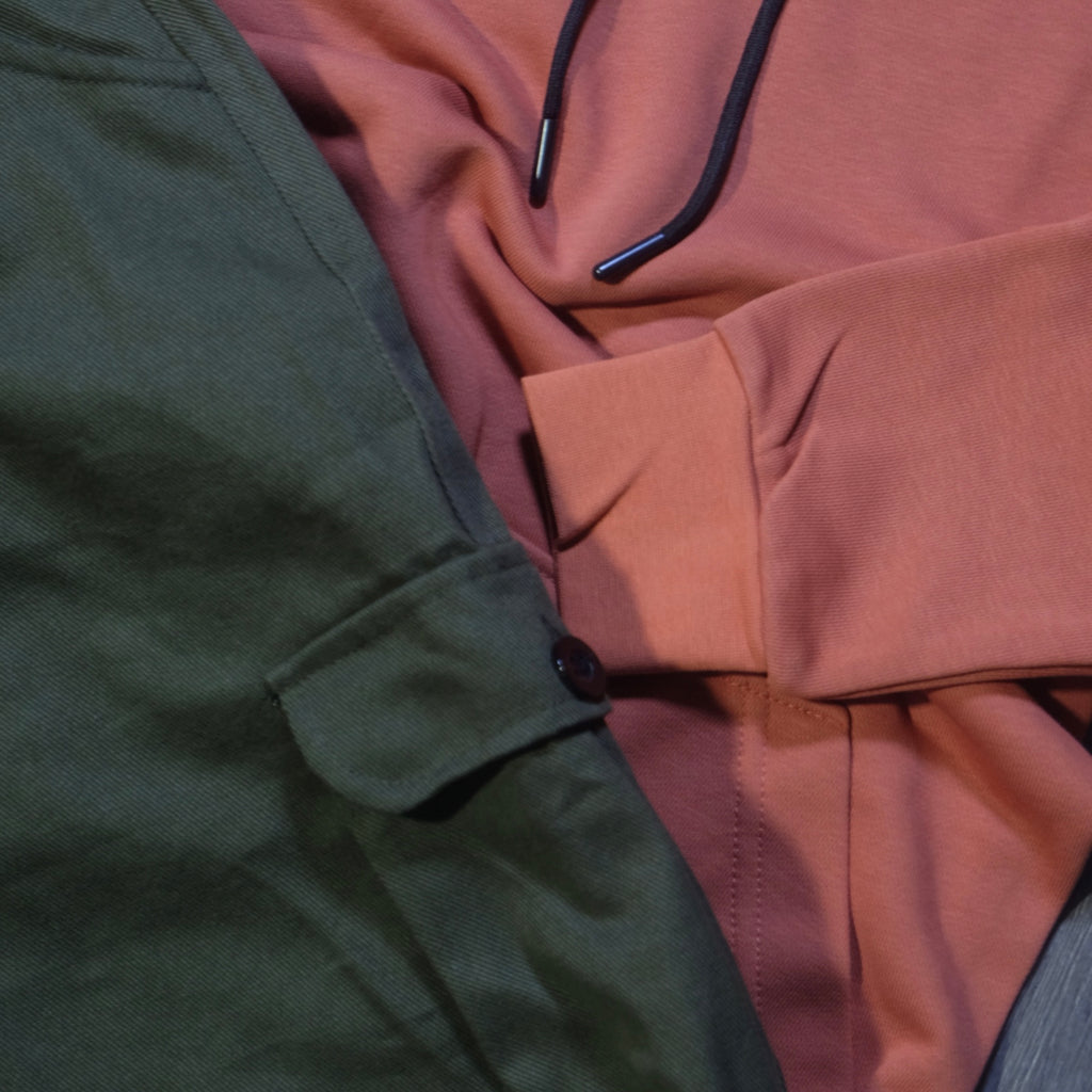 Ensemble Cargo Kaki Fonce + Capuche Cotton Rouge Brique