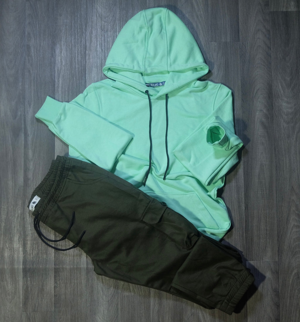 Ensemble Cargo Kaki Fonce+ Capuche Cotton Vert Anise