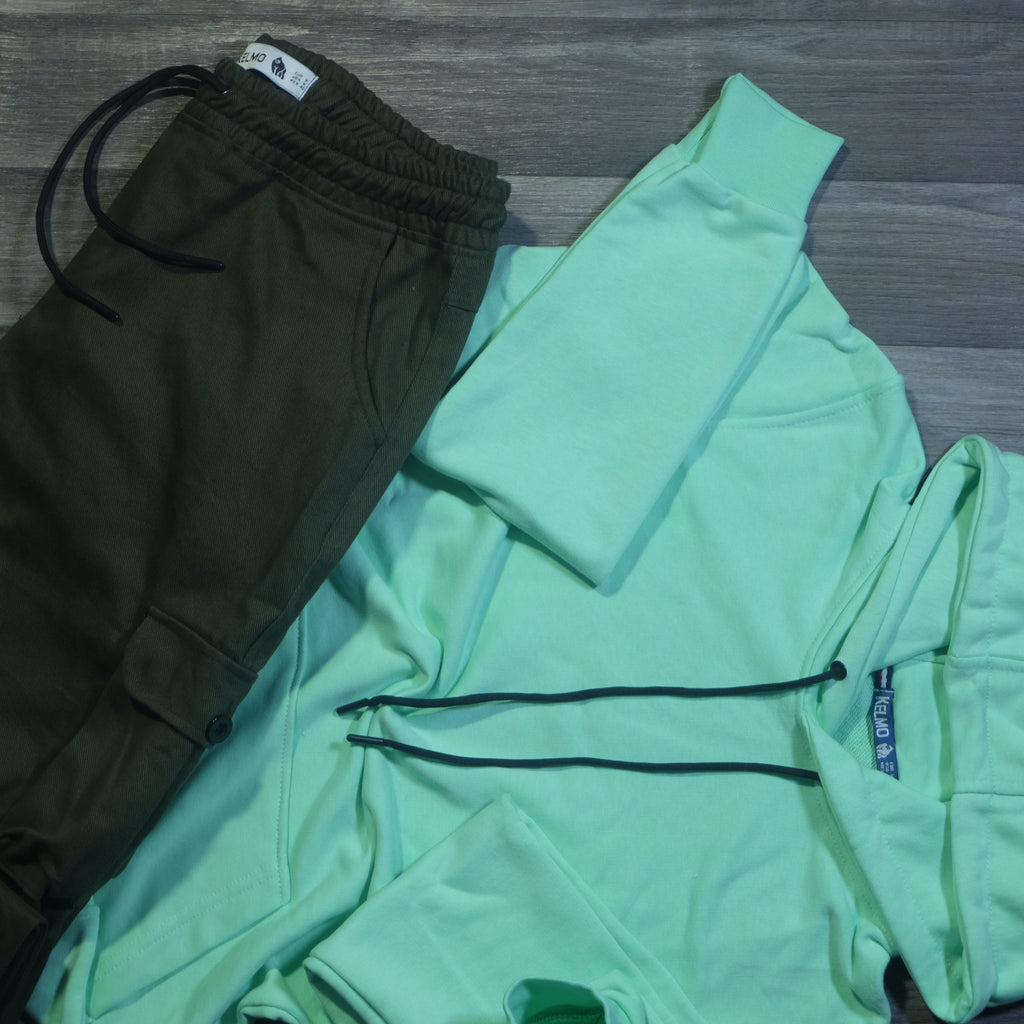 Ensemble Cargo Kaki Fonce+ Capuche Cotton Vert Anise