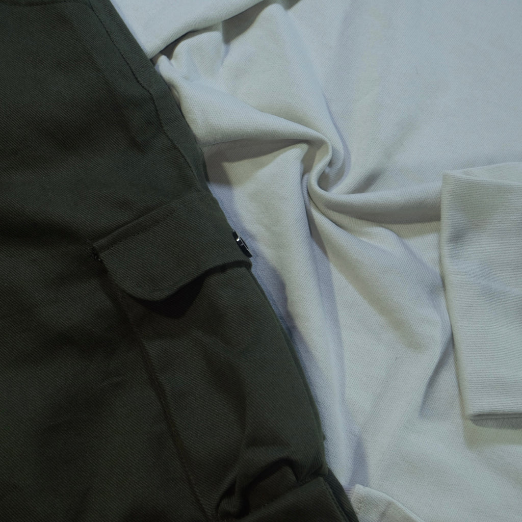Ensemble Cargo Kaki Fonce + Sweat Beige