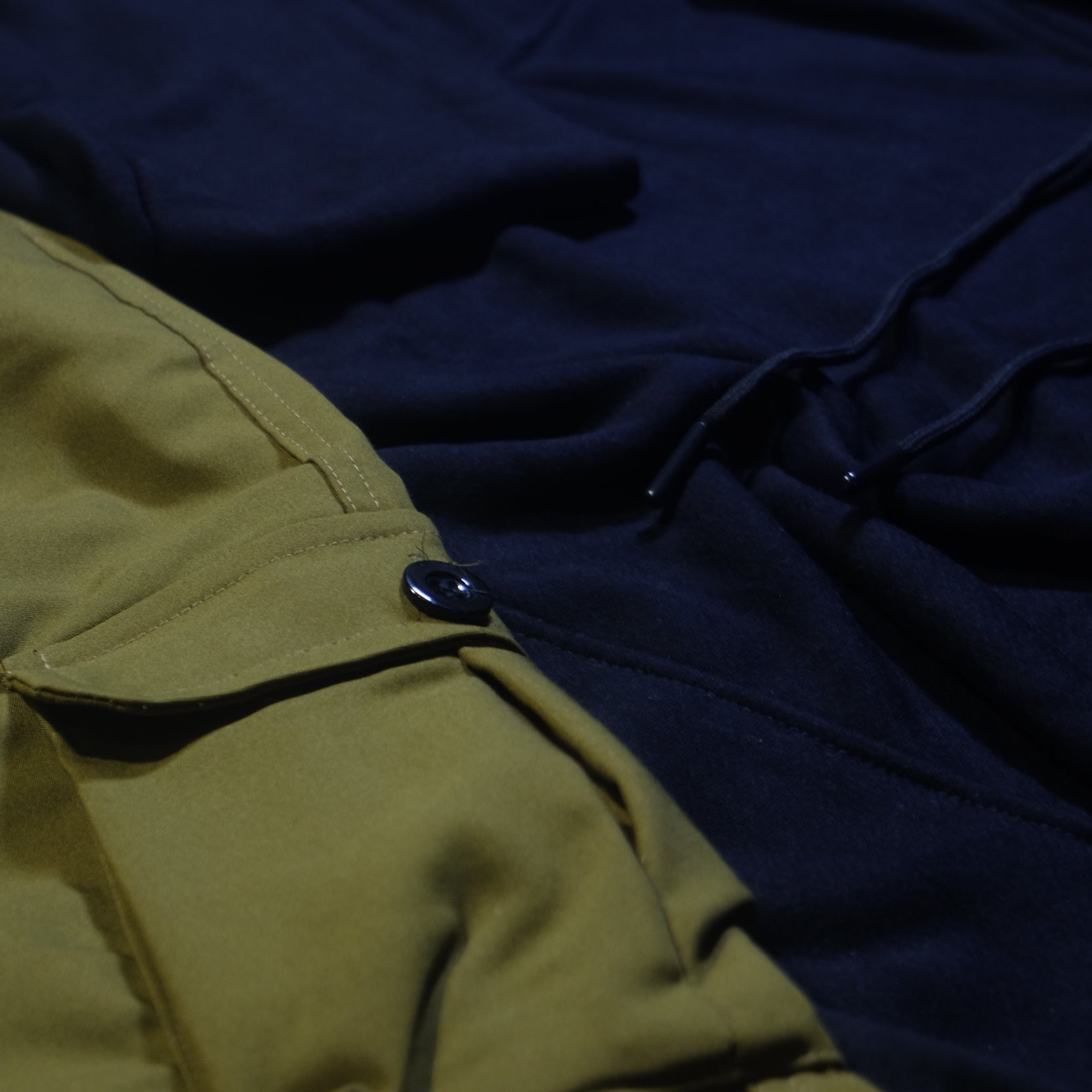 Ensemble Cargo Kaki Olive + Capuche Cotton Bleu Marine