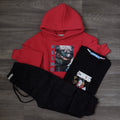 Ensemble Enfant 3 Pieces Capuche Rouge + Cargo Noir + T-Shirt Noir Luffy