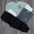 Ensemble Enfant 3 Pieces Cargo Noir + Sweat Vert Nil + T-Shirt Vert Olive