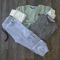 Ensemble Enfant 3 Pieces Jogging Cargo Bleu Ciel + Sweat Vert Eau + Polo Gris Chine